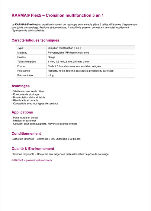 Karma*FleX5 - croisillons 5 en 1