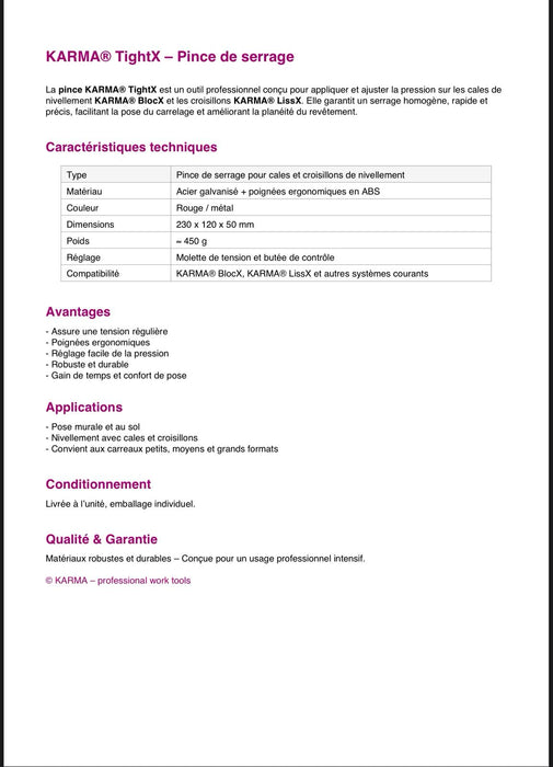 Karma*TightX - pince de serrage